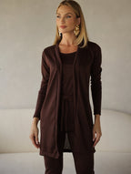 Conjunto 3 Peças Lanzinha Calça Slim e Kimono Alongado e Regata Básica Confortável Giselle
