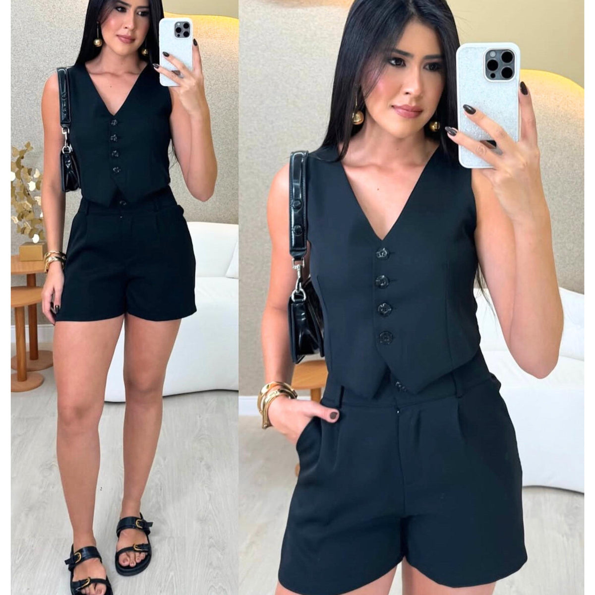 Conjunto Colete e Shorts em Alfaiataria
Conjunto Colete e Shorts
Conjunto Colete Alfaiataria
Conjunto Colete