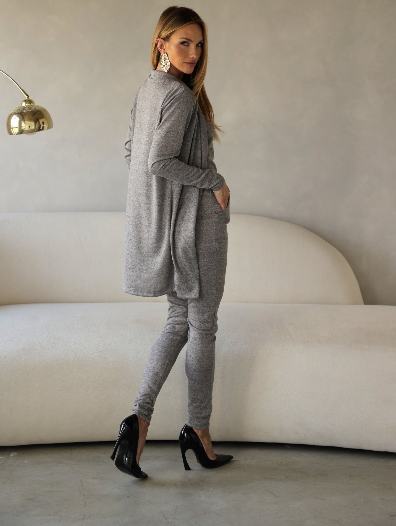 Conjunto 3 Peças Lanzinha Calça Slim e Kimono Alongado e Regata Básica Confortável Giselle