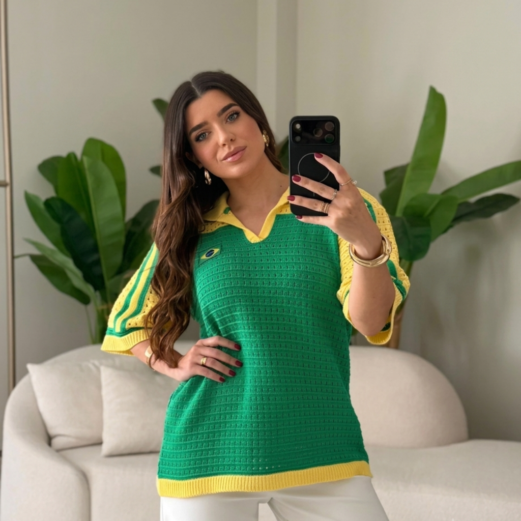 Blusa Tricot Serena Verde | Amarelo