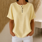 (Compre 1 Leve 2) Blusa Euddora™ Com Listras Delicadas e Botões Frontais