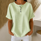 (Compre 1 Leve 2) Blusa Euddora™ Com Listras Delicadas e Botões Frontais
