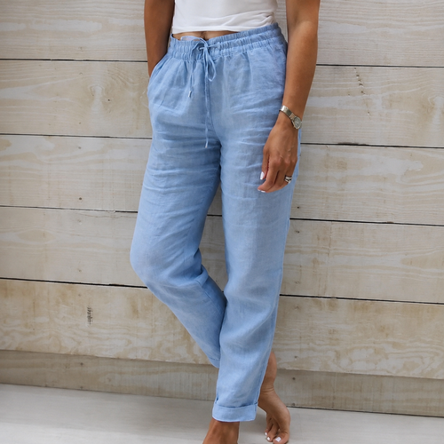 (Compre 1 Leve 2) Calça Cagliari™ em Linho de Algodão e Cós Ajustável