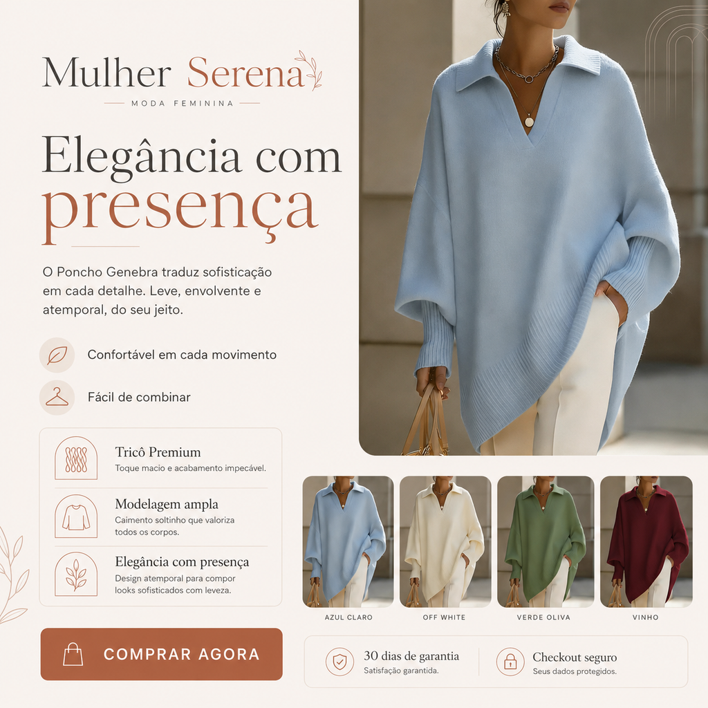 Poncho Genebra™ em Tricô Premium