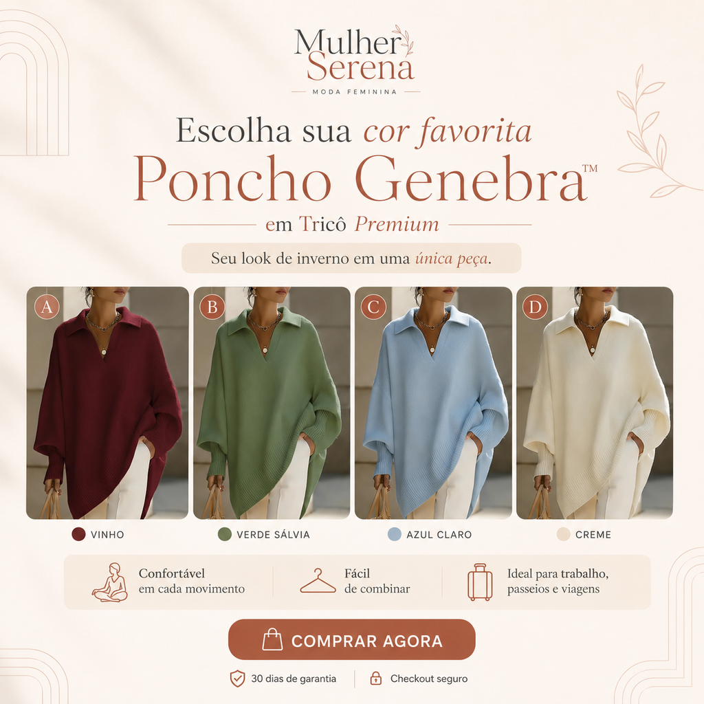 Poncho Genebra™ em Tricô Premium