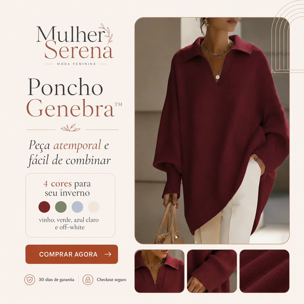 Poncho Genebra™ em Tricô Premium