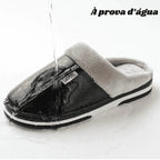 Pantufa de Couro Ortopédica com Forro Peluciado Antiodor