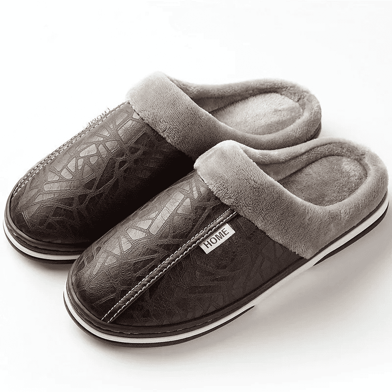 Pantufa de Couro Ortopédica com Forro Peluciado Antiodor