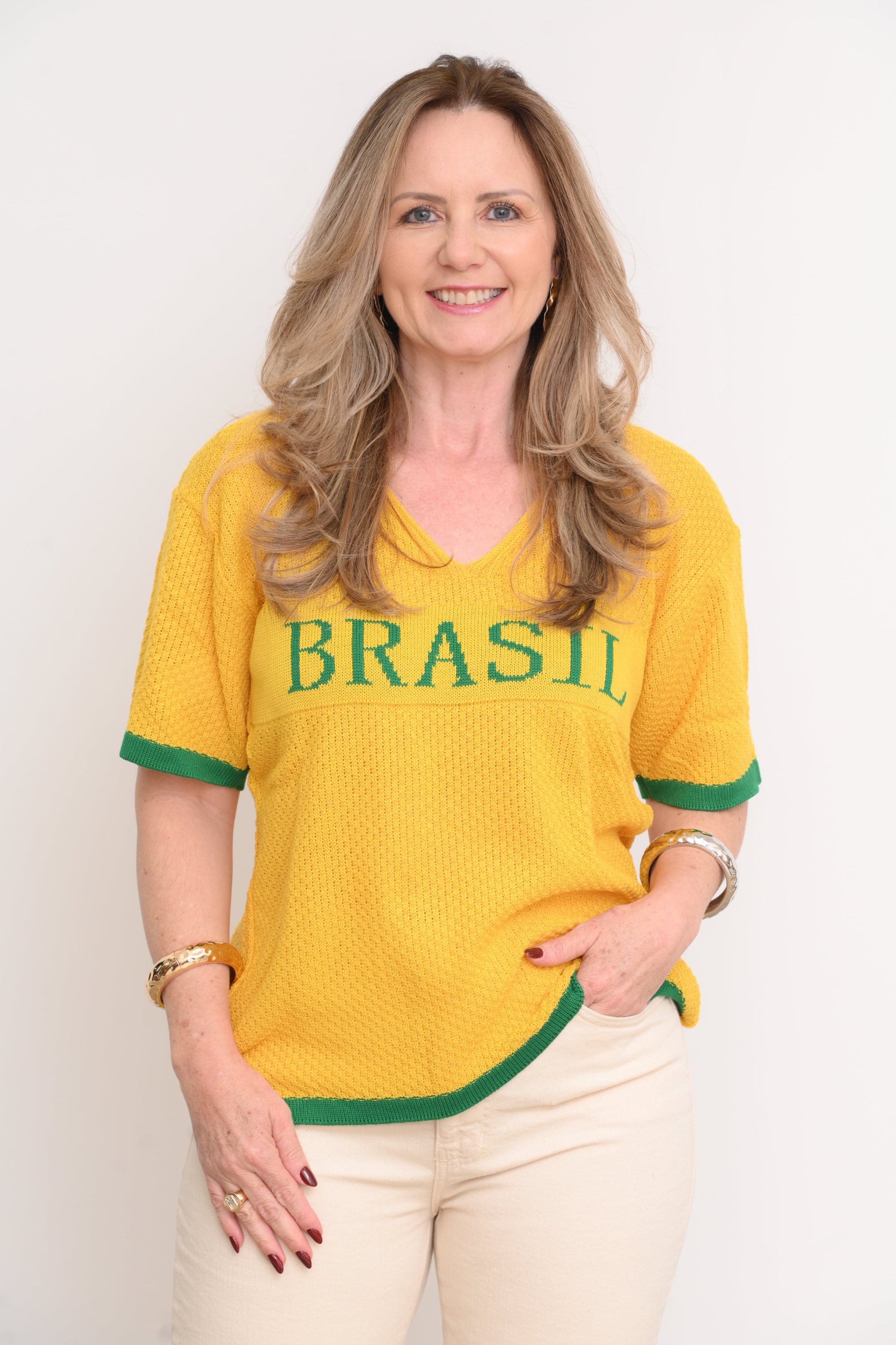 Blusinha Brasil em Tricot [COMPRE 1 E LEVE 2]