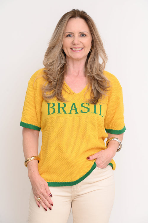 Blusinha Brasil em Tricot [COMPRE 1 E LEVE 2]