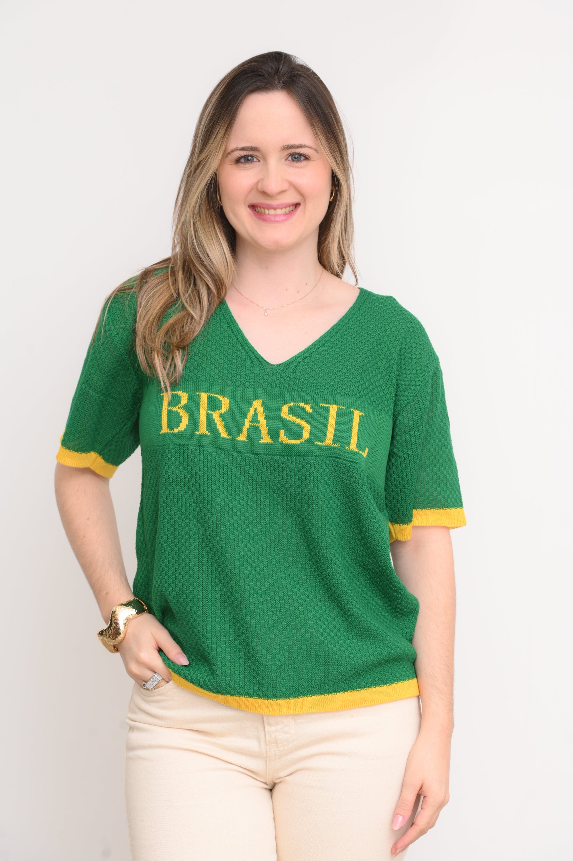 Blusinha Brasil em Tricot [COMPRE 1 E LEVE 2]