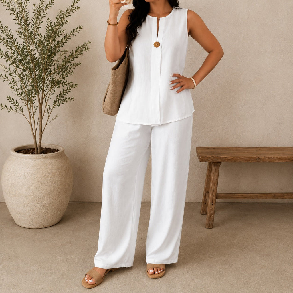 Conjunto Lucienne™ Blusa com Decote de Abertura Frontal e Calça Pantalona
Conjunto Lucienne™ Blusa com Decote de Abertura
Conjunto Lucienne